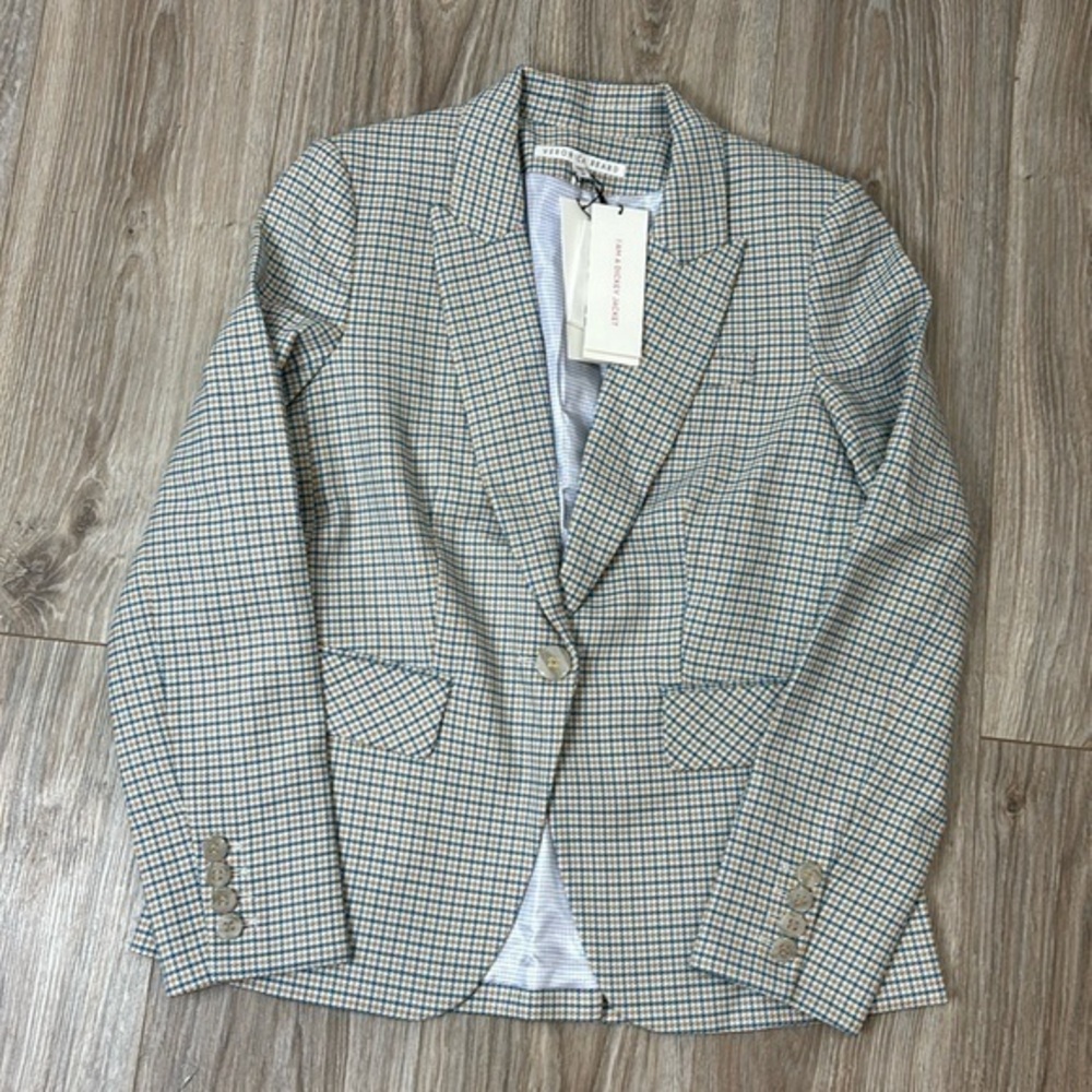 Veronica Beard Checkered Blazer - Beige and Blue